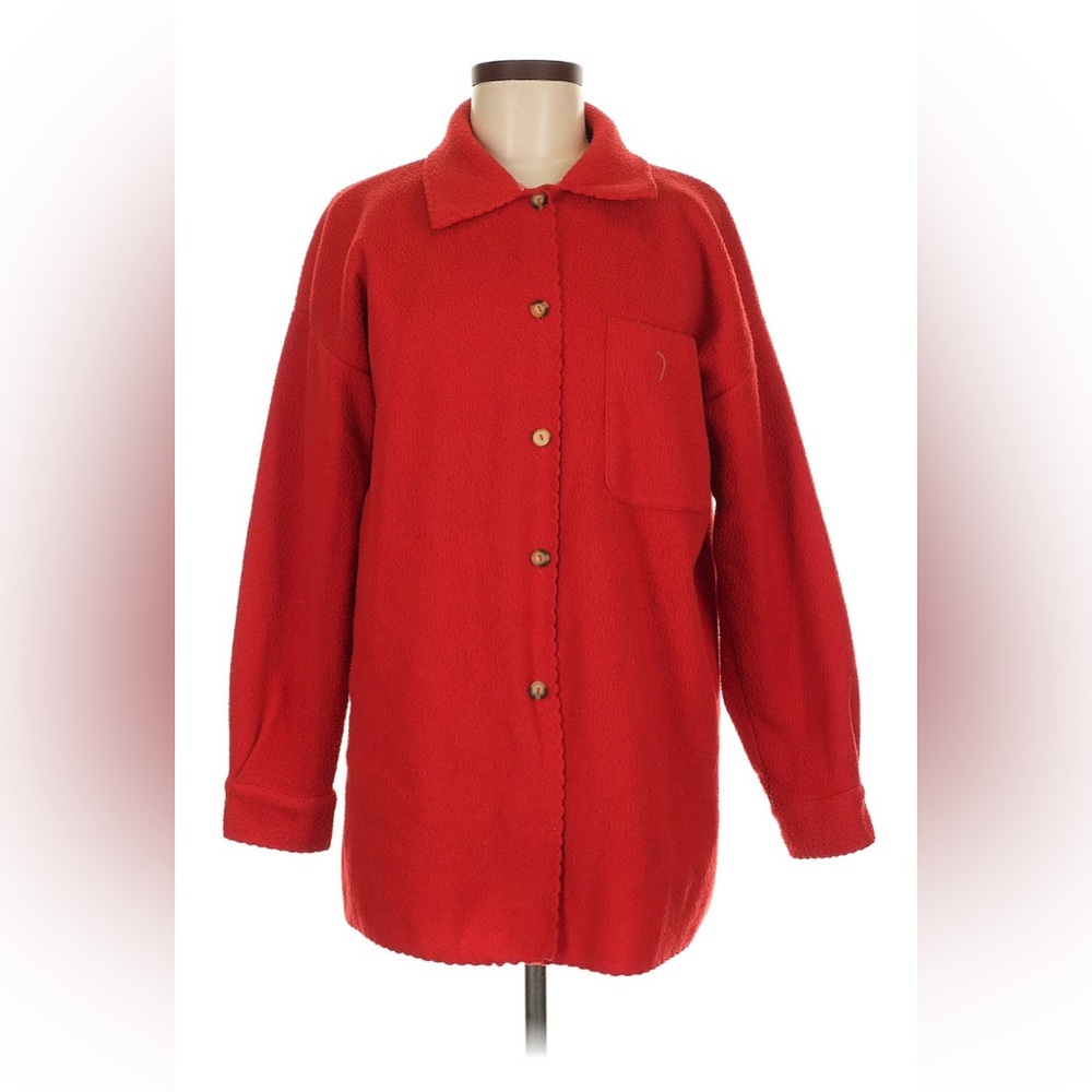 Vintage Red Teddy Jacket Cozy Scalloped Hem